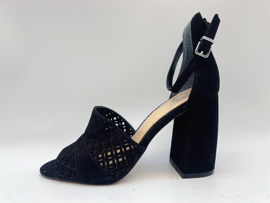 صندل چرمی نرم زنانه نرم Nubuck مشکی شماره 6-11 با رویه تور ماهیگیری