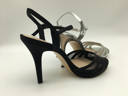 صندل چرمی نرم زنانه Stiletto کفش پنجه باز کفش پاشنه بلند نقره ای 5 سانتی متری