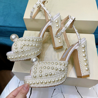 صندل های پاشنه بلند Pearly Peep سوپر آستر میکروفیبر تنفسی
