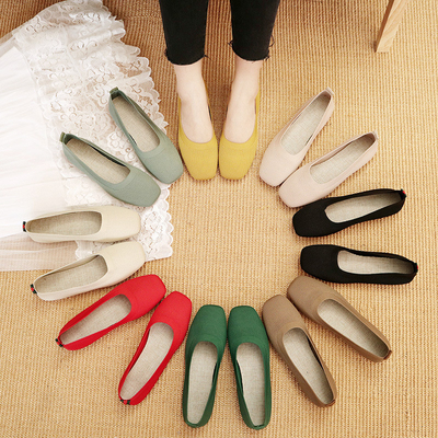 Knitted round head Flat-bottomed Daily All-match Women's Loafers Lady Shoes Women Flats Shoes