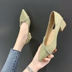 کفش اداری شیک زنانه چرمی نوک تیز تکی با پاشنه چهار سانتی متری